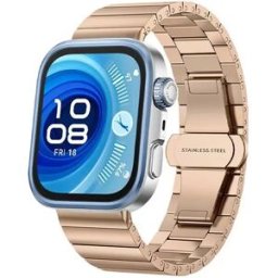 INF Bracelet en acier inoxydable style bambou compatible avec Huawei Watch Fit 4/Fit 4 Pro Or
