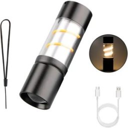 INF Mini Lampe de Poche LED : Torche Portable Rechargeable pour Camping et Urgences Orange