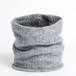 INF Cache-cou Épais Doublé Polaire Couleur Unie - Écharpe Thermique Élastique Tricotée d'Hiver Gris