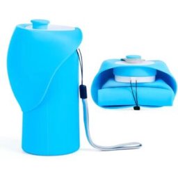 INF Bouteille d'eau pliable pour animaux de compagnie 550ml - Gourde de voyage portable et anti-fuite pour chien Bleu