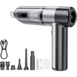 INF Aspirateur voiture 15000PA sans balais portable à main avec câble Type-C - Noir/Argent