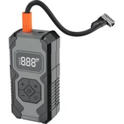 INF Gonfleur Électrique Portable pour Pneus de Voiture/Vélo avec Manomètre Numérique Gris