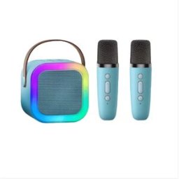 INF Haut-parleur Karaoké Bluetooth Portable (Édition de Base) avec Deux Microphones et Haut-parleur Bleu