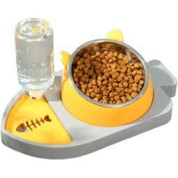 INF Bol pour animaux 3-en-1 en acier inoxydable 304 avec inclinaison 15° - Anti-étranglement, pare-éclaboussures, amovible Gris