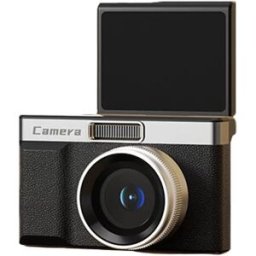INF Appareil Photo Numérique Rétro à Double Objectif Haute Résolution avec Zoom Optique 5x et Écran LCD 2,4" Le noir