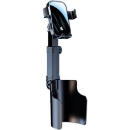 INF Support de porte-gobelet à pince multifonction - Rotatif 360°, tige extensible avec tête à rotule, Noir
