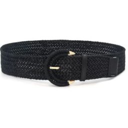 INF Ceinture en cuir avec boucle tressée et cordon ciré Le noir