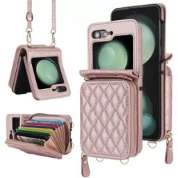 INF Étui portefeuille rose élégant pour Samsung Galaxy Z Flip 3 avec RFID