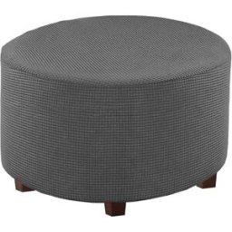 INF Housse Moderne Ronde pour Pouf - Couleur Unie, Épaissie, Housse Complète pour Repose-Pieds Gris Petit