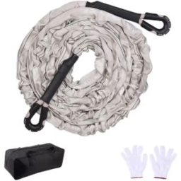 INF Corde de remorquage cinétique élastique 27mm pour récupération tout-terrain - Gris, 9/10m avec manchon protecteur, sac de 10 m