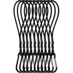 INF Lot de 10 Mini Sangles Élastiques avec Mousqueton - 25cm Le noir