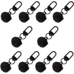 INF Lot de 10 Porte-clés Pompon Mignon - Accessoire de Sac, Cadeau Idéal Le noir