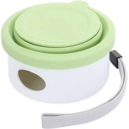 INF Distributeur d'Aliments Portable 3-en-1 pour Animaux avec Bol Pliable et Distributeur de Sacs à Déjections - Idéal pour les Vert