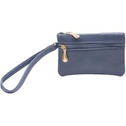 INF Porte-monnaie portable à double fermeture éclair Bleu