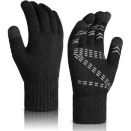 INF Gants Tricotés Chauds - Compatibles Écran Tactile, Mélange de Laine Antidérapant Le noir