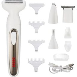 INF Rasoir électrique rechargeable portable 4-en-1 - Tête lavable humide/sec, autonomie 90 minutes Blanc