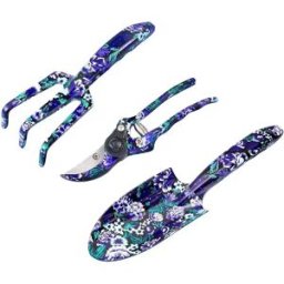 INF Ensemble d'outils de jardin 3 pièces en alliage d'aluminium et de magnésium - Motifs floraux