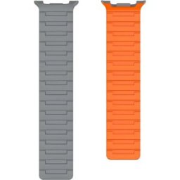 INF Bracelet magnétique en silicone compatible avec Samsung Galaxy Watch 8 (40/44/46mm) - Fermeture magnétique forte et design Gris + Orange