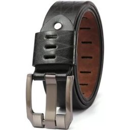 INF Ceinture à boucle ardillon en cuir PU noir 120cm - Style rétro et polyvalent
