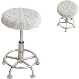 INF Lot de 2 Housses Tricotées pour Tabouret Pivotant : Protection Moderne et Confortable Blanc