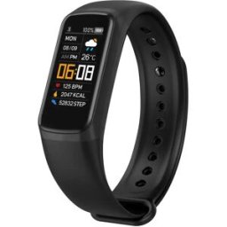 INF Bracelet d'activité avec moniteur de pouls, d'oxygène sanguin et podomètre Le noir