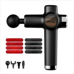 INF Pistolet de Massage Fascia Mini Portable sans Balais - Moteur Puissant, 4 Têtes de Massage, Design Compact en ABS Le noir