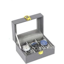 INF Boîte de rangement pour montres 3 emplacements compatible avec montres, boîte à bijoux en bois avec billes métalliques,