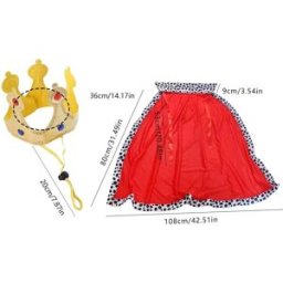 INF Ensemble Cape et Couronne pour Animaux de Compagnie - Déguisement Royal d'Halloween pour Chiens
