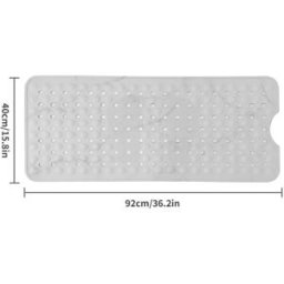 INF Tapis de Bain Antidérapant avec Ventouses en Silicone - 90x40cm - Sécurité Améliorée dans la Salle de Bain Blanc