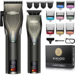 INF Tondeuse à Cheveux LCD Professionnelle & Set de Tondeuse - Dégradé, Cheveux Huilés et Coupe des Bords