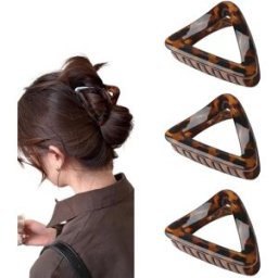 INF Lot de 3 pinces à cheveux triangulaires léopard - Pince PC légère pour maintien sécurisé et accent géométrique élégant café