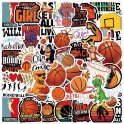 INF Ensemble d'autocollants de basket-ball DIY - 50 autocollants en vinyle imperméables pour ordinateurs portables, bouteilles