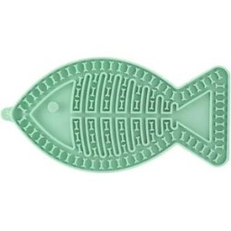 INF Tapis de Léchage pour Animaux en Silicone en Forme de Poisson - Distributeur Lent avec Ventouses Vert