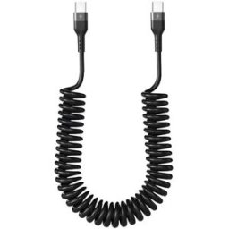 INF Câble spiralé USB Type-C vers Type-C - Charge rapide 5A, 1M