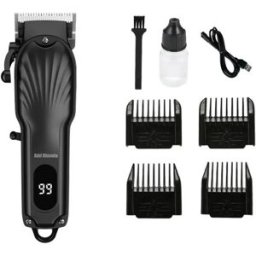 INF Tondeuse électrique rechargeable sans fil professionnelle avec lame en céramique et écran LCD Le noir