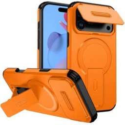 INF Étui de téléphone 2-en-1 avec rabat magnétique, béquille et protection antichoc compatible avec iPhone 17 Air Orange