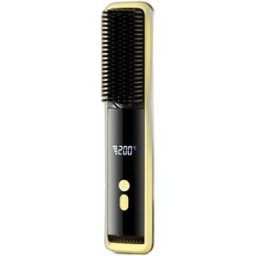 INF Brosse coiffante à air froid sans fil - 2-en-1 bouclage et lissage avec affichage LCD et 3 réglages de température Jaune