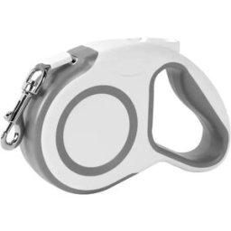 INF Laisse Rétractable Automatique pour Animaux de Compagnie - Boîtier ABS avec Crochet en Acier Inoxydable gris+blanc