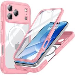 INF Coque Rose 9H en Verre Trempé Antichoc Compatible avec iPhone 17 Pro avec Chargement Sans Fil