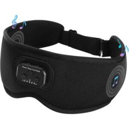 INF Masque de sommeil musical Bluetooth 3D, tissu en soie glacée rafraîchissant, obscurité complète 100% et écouteurs