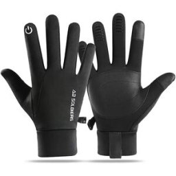 INF Gants d'hiver pour écran tactile - Chauds, coupe-vent et imperméables M Le noir