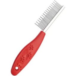 INF Peigne démêlant pour animaux - Outil de toilettage anti-puces et démêlant en métal et plastique pour chiens et chats, doté Rouge