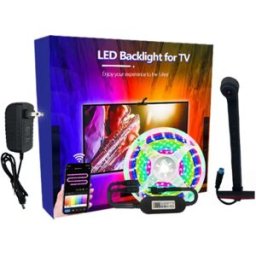 INF Bande LED TV 3,8 m avec caméra pour téléviseurs 55-65 pouces, alimentation USB, contrôle via application