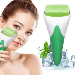 INF Rouleau glacé de massage facial – rouleau cryo rafraîchissant ABS pour visage et corps, rouleau à micro-aiguilles inclus Vert