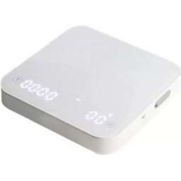 INF Balance à café numérique rechargeable USB compatible avec Timer, précision 0.1g, écran LED, modes Auto/Smart Espresso/Flow, Blanc