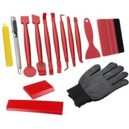 INF Kit d'outils de raclette pour film covering auto 11 pièces - Application de vinyle et teinture de vitre Rouge