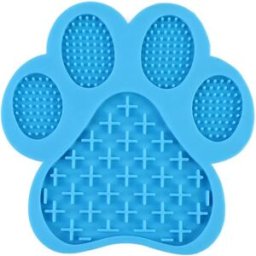 INF Tapis à lécher en silicone pour animaux - Anti-étouffement, alimentation lente avec ventouses, forme patte, 18cm x 18cm x Bleu