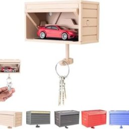 INF Porte-clés Garage Auto avec Porte Ouvrante - Porte-clés en Plastique Original pour Rangement Sûr des Clés Beige