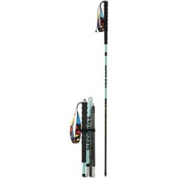 INF Paire de 2 bâtons de randonnée en fibre de carbone 115cm Bleu / Bleu marine - 4 sections pliables avec poignée EVA et
