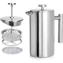INF Cafetière à piston en acier inoxydable avec filtre - Infuseur manuel pour café et thé 800 ml